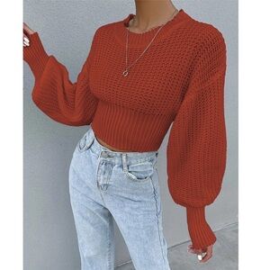 SHEIN Rust Knit Cropped Sweater size M